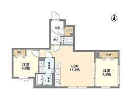 ウェルスクエア中野坂上 2LDKの間取図画像