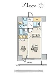 クレストコート中野富士見町 1LDKの間取図画像