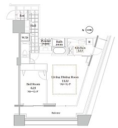 コンシェリア西新宿タワーズウエスト 1LDKの間取図画像