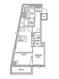 ザ・パークハビオ中野新橋 1LDKの間取図画像