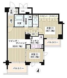 アゼリアテラス新宿 2LDKの間取図画像