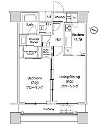 ファーストリアルタワー新宿 1LDKの間取図画像