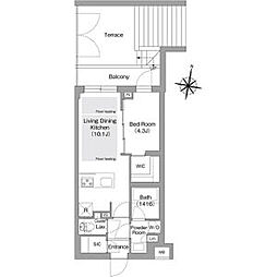 コンフォリア・リヴ東中野 1LDKの間取図画像
