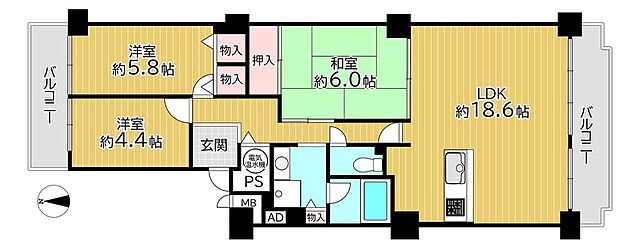 間取り 桃山ガーデンハイツ 3階/307