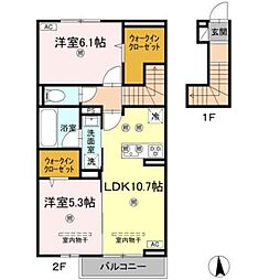 プレミアコート 2LDKの間取図画像