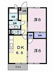 エルディム畑寺 2DKの間取図画像