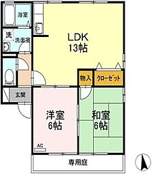セジュール久万ノ台A 2LDKの間取図画像