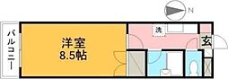 ファーストイン居相 1Kの間取図画像