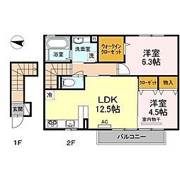 フランアヴェニュー 2LDKの間取図画像