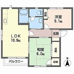 グリーンガーデンB 2LDKの間取図画像
