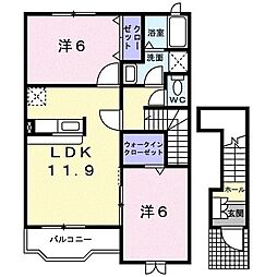 アンジュベリーB 2LDKの間取図画像