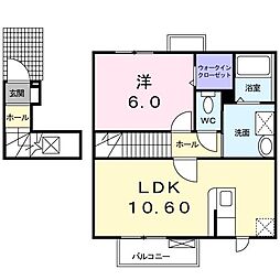 レーベンバオムC 1LDKの間取図画像