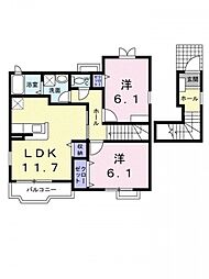 ミルトソレイユ2 2LDKの間取図画像