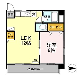 メゾン山越 1LDKの間取図画像