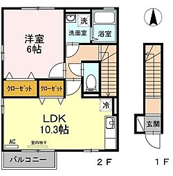 コーポセゾン 1LDKの間取図画像