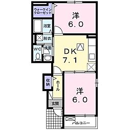 ミニヨンハウスSAYA2A 2DKの間取図画像