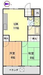 中央グランドハイツ 2LDKの間取図画像