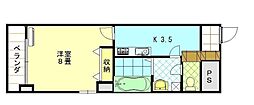 ブルーランド本町 1Kの間取図画像