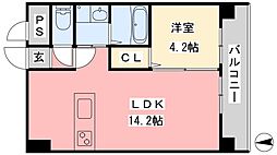 ひかりハイツ石手川 1LDKの間取図画像