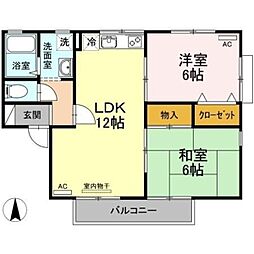 サザンコーポラス3 2LDKの間取図画像