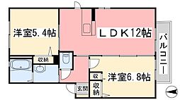 プロヴァンスガーデンB 2LDKの間取図画像
