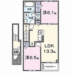 メグ・クレール A 2LDKの間取図画像