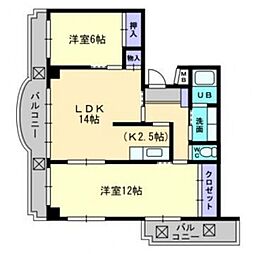 ランドマーク一番町 2LDKの間取図画像