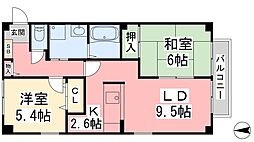 フォブールMIYAZAKI 2LDKの間取図画像