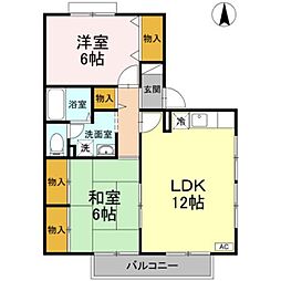 ヴィレッジコート 2LDKの間取図画像