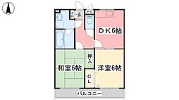 ユーミー乃万 2DKの間取図画像