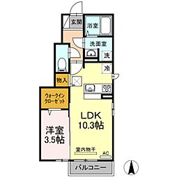 プレーシア幸 1LDKの間取図画像
