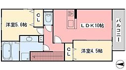 ウイット高岡 2LDKの間取図画像