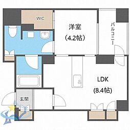 札幌市営東豊線 豊水すすきの駅 徒歩2分の賃貸マンション 5階1LDKの間取り