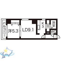 札幌市営東豊線 さっぽろ駅 徒歩4分の賃貸マンション 10階1LDKの間取り
