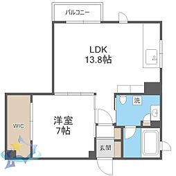 札幌市営東西線 円山公園駅 徒歩1分の賃貸マンション 2階1LDKの間取り