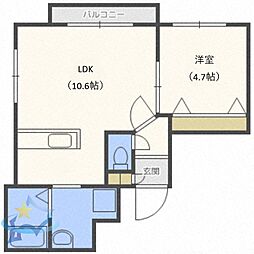 札幌市営東西線 円山公園駅 徒歩6分の賃貸マンション 5階1LDKの間取り