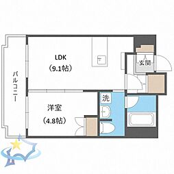 札幌市営東西線 バスセンター前駅 徒歩4分の賃貸マンション 7階1LDKの間取り