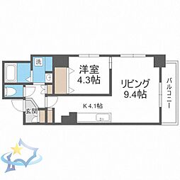 札幌市営東西線 西18丁目駅 徒歩3分の賃貸マンション 7階1LDKの間取り