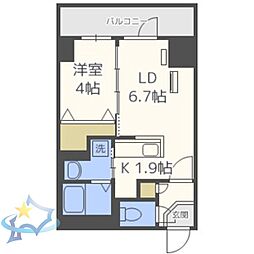 札幌市営南北線 すすきの駅 徒歩8分の賃貸マンション 10階1LDKの間取り