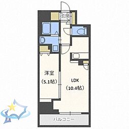 札幌市営東西線 バスセンター前駅 徒歩2分の賃貸マンション 6階1LDKの間取り