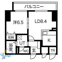 札幌市営東西線 バスセンター前駅 徒歩8分の賃貸マンション 6階1LDKの間取り