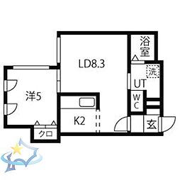 札幌市営南北線 さっぽろ駅 徒歩5分の賃貸マンション 5階1LDKの間取り