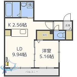 札幌市電2系統 西線11条駅 徒歩7分の賃貸マンション 5階1LDKの間取り