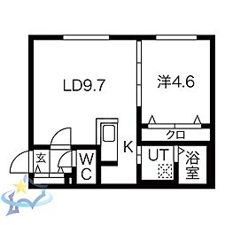 札幌市営東西線 西18丁目駅 徒歩10分の賃貸マンション 4階1LDKの間取り
