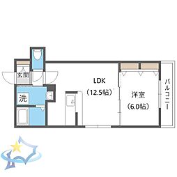 札幌市営東西線 二十四軒駅 徒歩11分の賃貸マンション 3階1LDKの間取り
