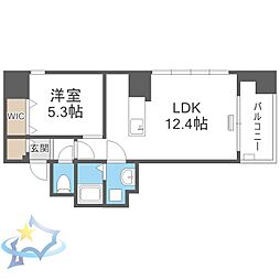 札幌市営南北線 大通駅 徒歩1分の賃貸マンション 15階1LDKの間取り