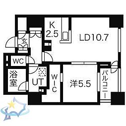 札幌市営東西線 西11丁目駅 徒歩6分の賃貸マンション 7階1LDKの間取り