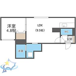JR函館本線 桑園駅 徒歩5分の賃貸マンション 4階1LDKの間取り
