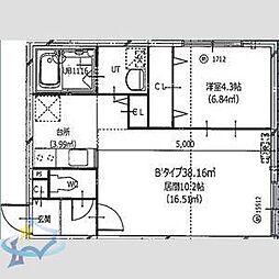 札幌市中央区南十二条西14丁目アパート 1LDKの間取図画像