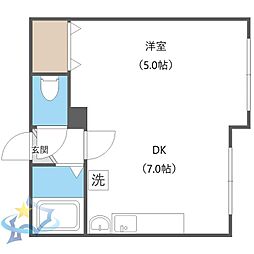 Wood611 1DKの間取図画像